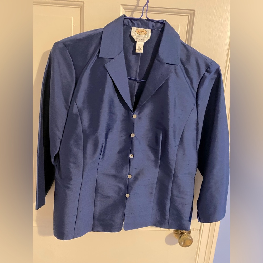 Silk blue Talbots blouse. Perfect for the holidays!